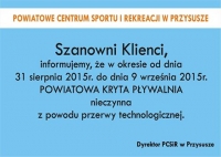 Przerwa techniczna na Powiatowej Krytej Pływalni w Przysusze!