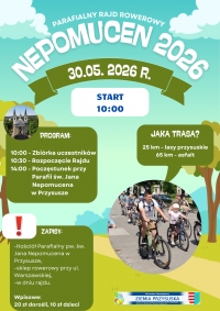 Zachęcamy do wzięcia udziału w kolejnej edycji Parafialnego Rajdu Rowerowego Nepomucen 2026 r.