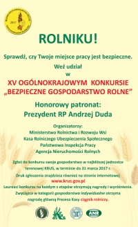 XV Og&oacute;lnokrajowy Konkurs "Bezpieczne Gospodarstwo Rolne"