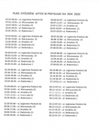 Plan dyżur&oacute;w aptek w Przysusze na rok 2020